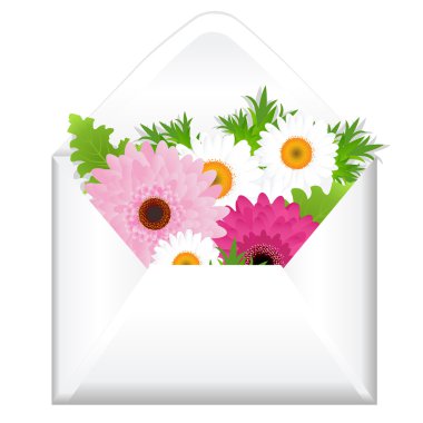 Open Envelope With Flowers clipart