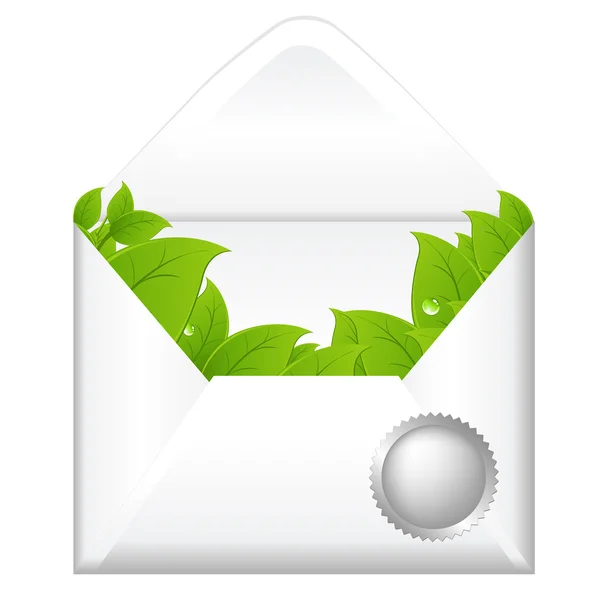 Beveiligde envelop openen met bladeren — Stockvector