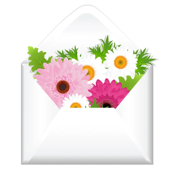 Çiçeklerle zarfı açabilir — Stok Vektör