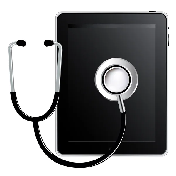 Tablet PC met stethoscoop — Stockvector