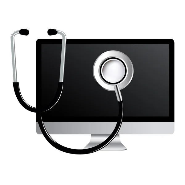 Computer With Stethoscope — Stock Vector