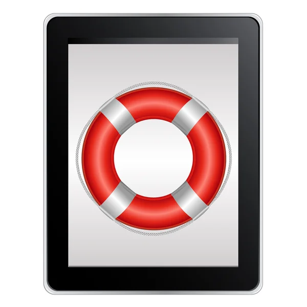 Tablet Computer With Life Buoy — Stock Vector