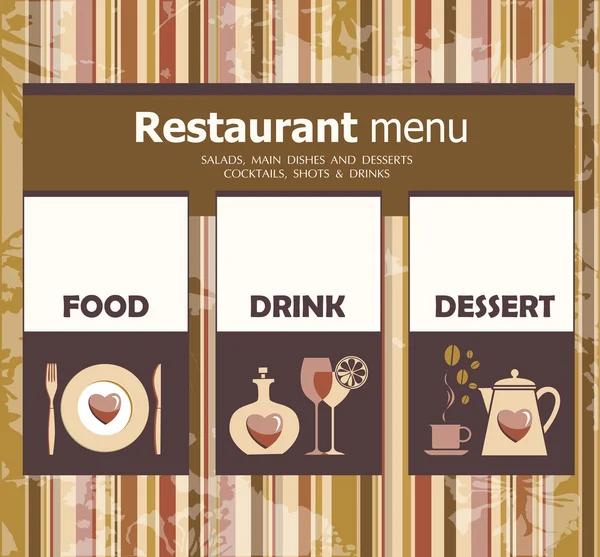 Menù per ristorante, caffetteria, bar, caffetteria — Vettoriale Stock
