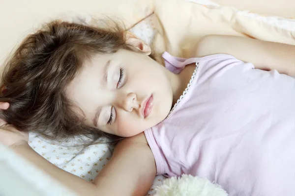 Child Girl Sleeping on Back — Stock Photo, Image