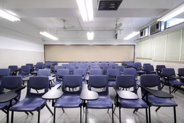 Empty classroom with chair and board clipart