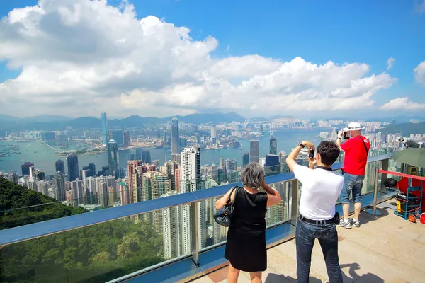 De skyline van Hong kong victoria Peak — Stockfoto