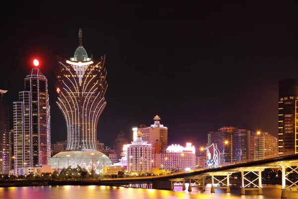 stock image Macao cityscape with famous landmark of casino skyscraper and br