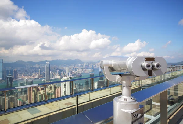 Stock image View point with telescope near hongkong,china