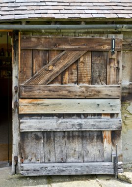 stokesay Kalesi, eski ahşap kapı