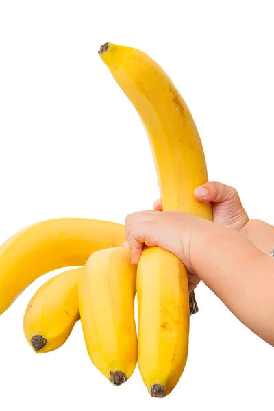 Kind öffnet eine Banane — Stockfoto