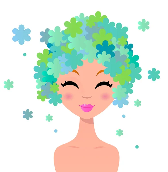 Красива жінка з квітковою зачіскою — стоковий вектор
