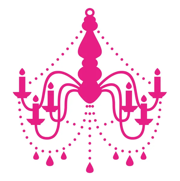 粉色水晶吊灯上白色隔离 — 图库矢量图片