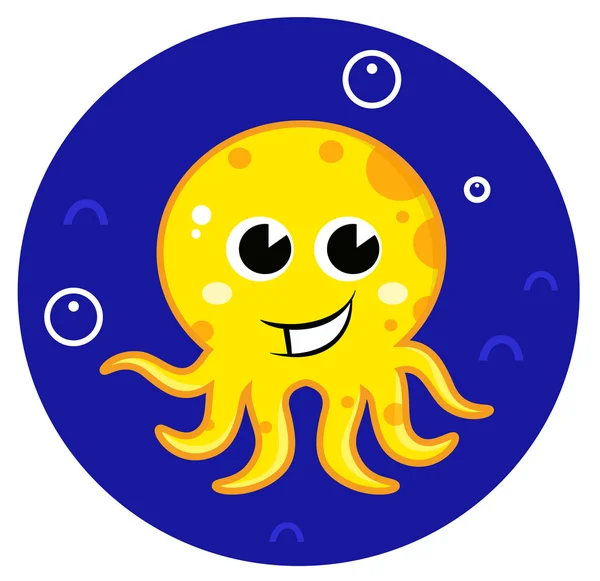 Žluté kreslené chobotnice v mořské vodě — Stockový vektor