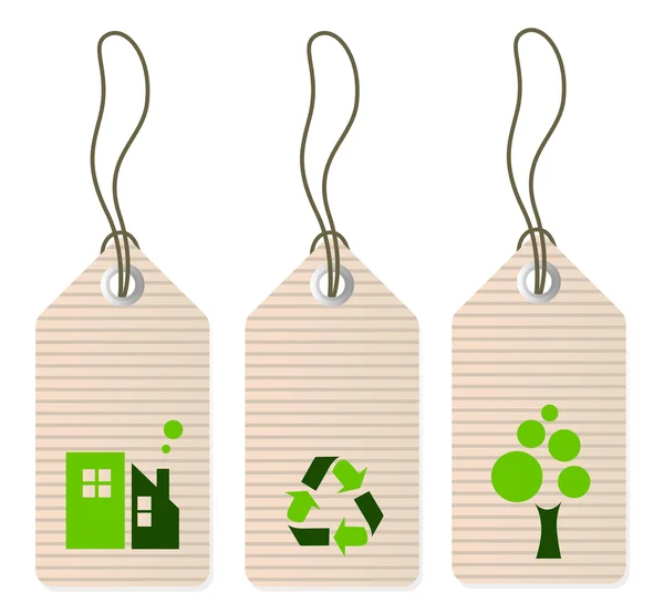 Eco tags conjunto isolado em branco (verde  ) — Vetor de Stock