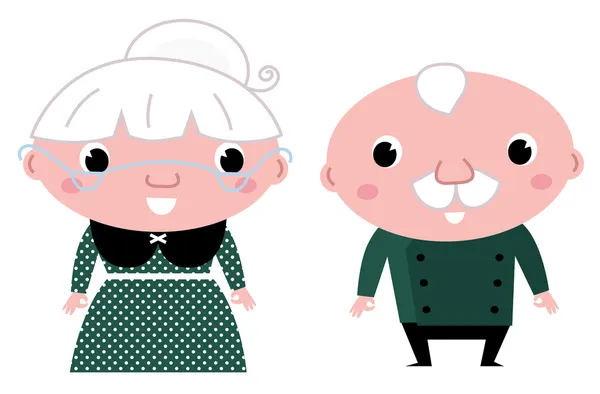 可爱的老夫妇: 奶奶和爷爷 — 图库矢量图片