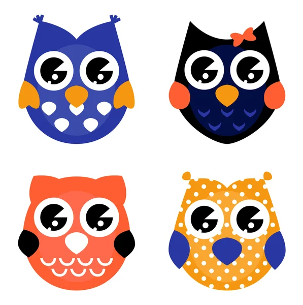 Cute Halloween owls collection isolated on white — Stock Vector