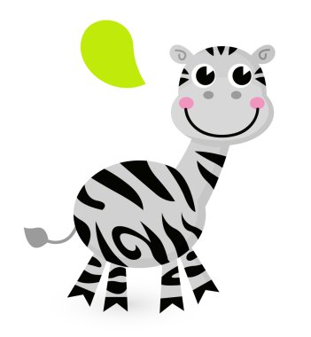 sevimli çizgi zebra beyaz izole