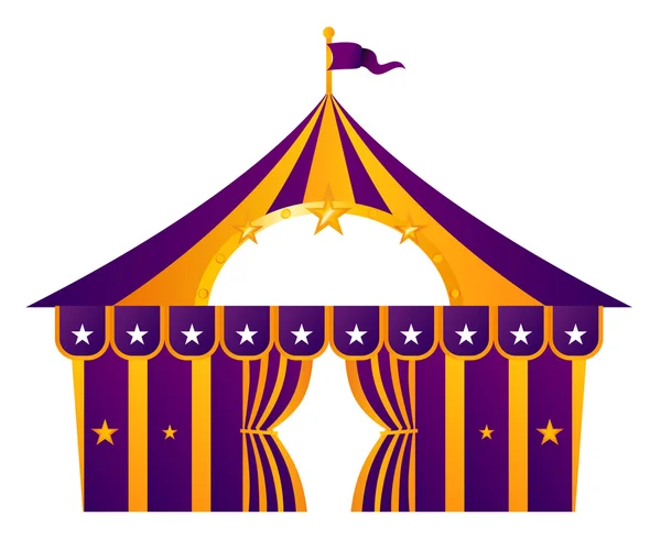 Tenda sirkus ungu diisolasi di atas putih - Stok Vektor