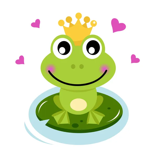 可爱的青蛙王子用的心 — 图库矢量图片
