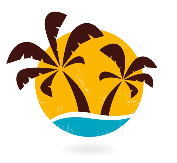 Retro grunge palmen pictogram geïsoleerd op wit — Stockvector