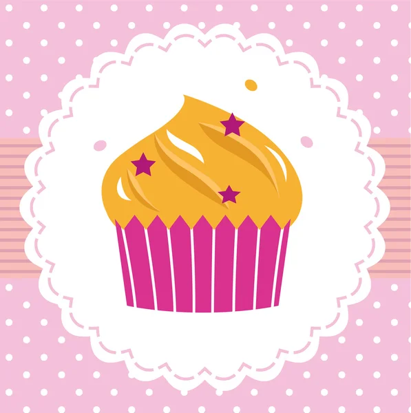 Linda tarjeta cupcake fiesta dulce — Vector de stock