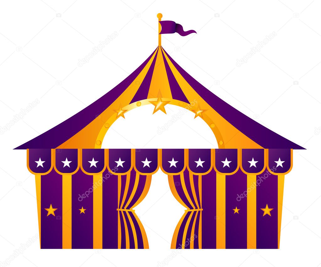 Purple circus tent isolated on white