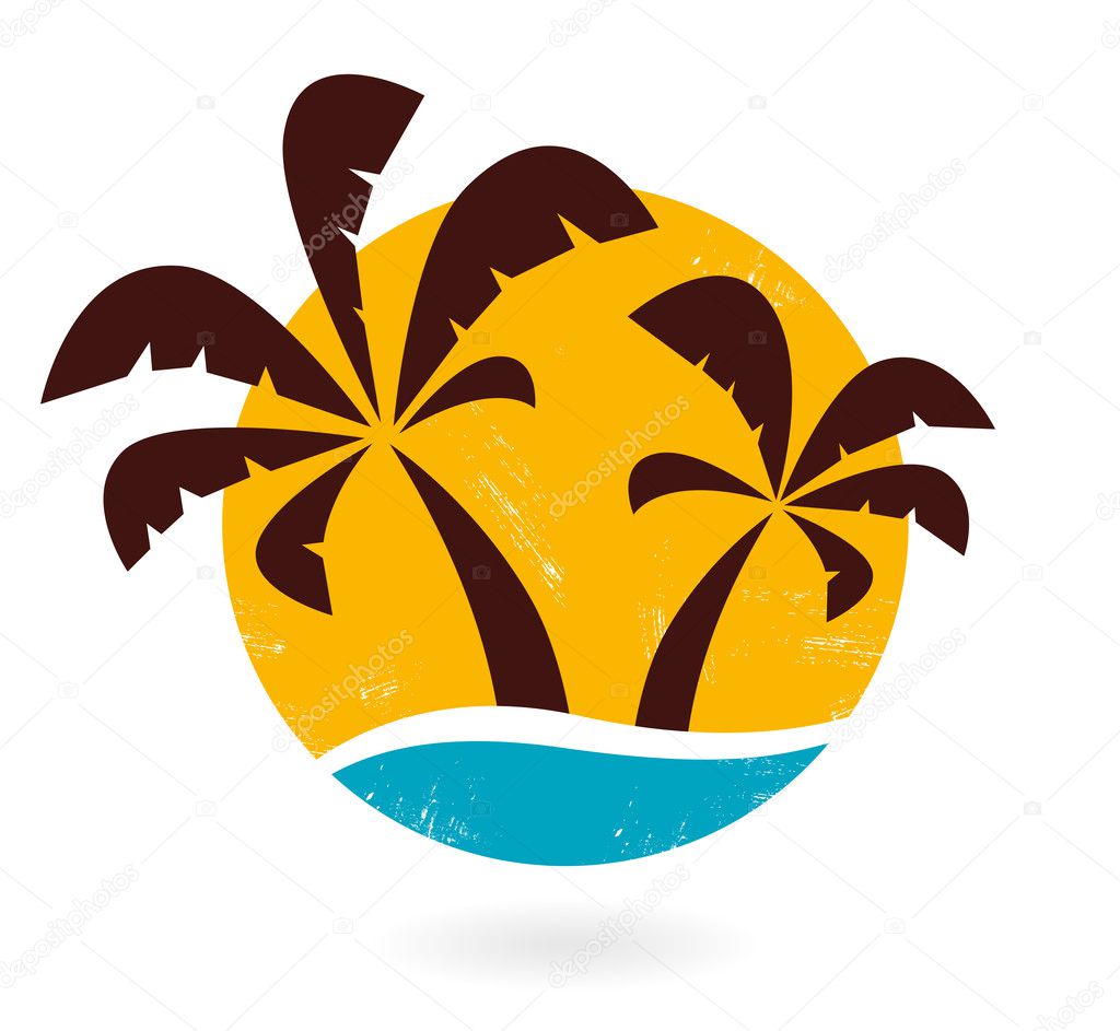 Retro grunge palms icon isolated on white