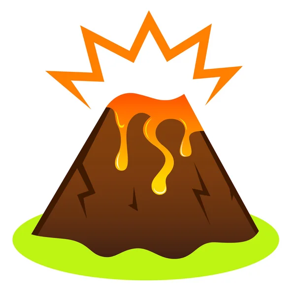 Explorando vulcão com lava — Vetor de Stock