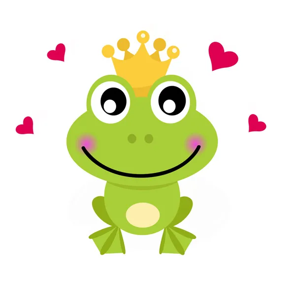 孤立在白色的青蛙卡通王子 — 图库矢量图片