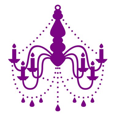 Chandelier purple silhouette isolated on white clipart