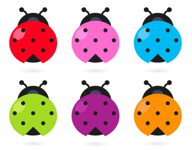 Cute colorful Ladybug set isolated on white clipart