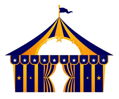 beyaz izole mavi sirk çadırı