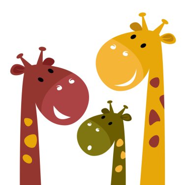 Cute giraffe family isolated on white clipart