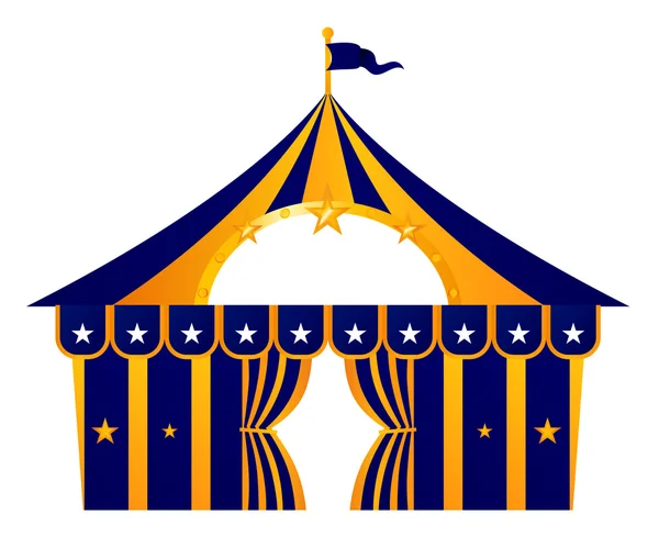 Tenda biru sirkus diisolasi pada warna putih - Stok Vektor