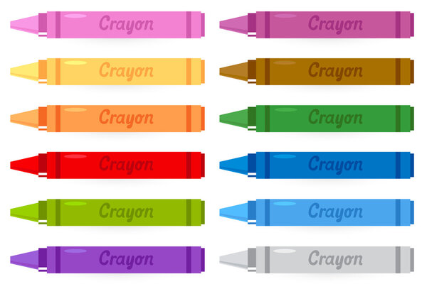 Colorful crayons set isolated on white