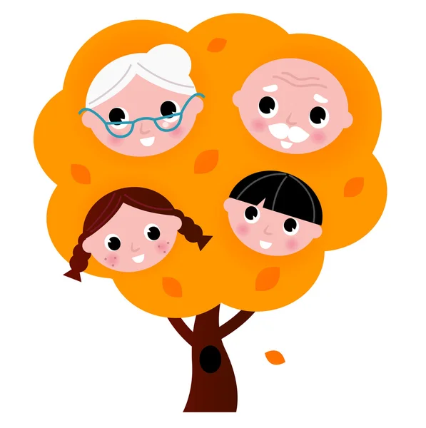Autumn family tree isolated on white — Stock Vector