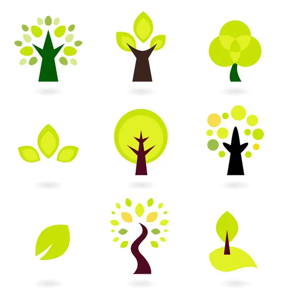 Abstract trees vector set isolated on white — Stock Vector