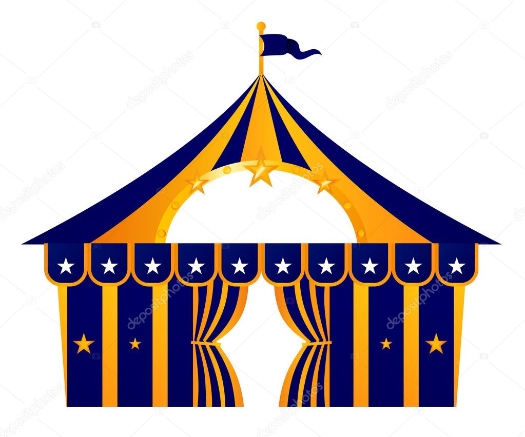 Circus blue tent isolated on white