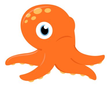 Cute orange Octopus isolated on white clipart