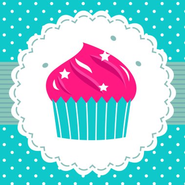 Retro party cupcake template clipart