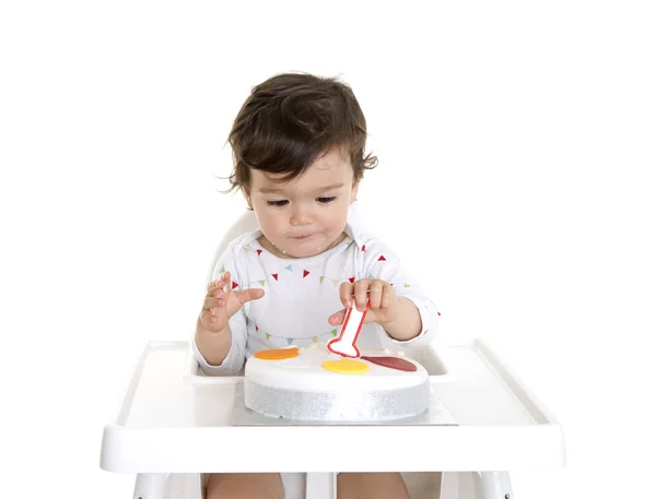 Первый торт на день рождения ребенка — стоковое фото