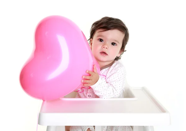 Bebek kalp balon holding — Stok fotoğraf