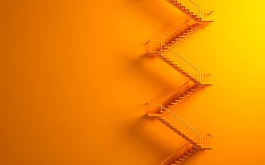 Stairway on the orange wall clipart