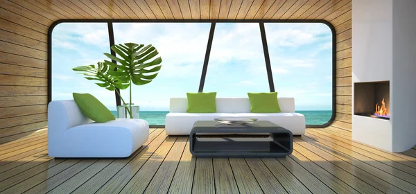 Modern interiör av stranden huset — Stockfoto