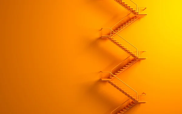 Schodiště na oranžové zdi — Stock fotografie