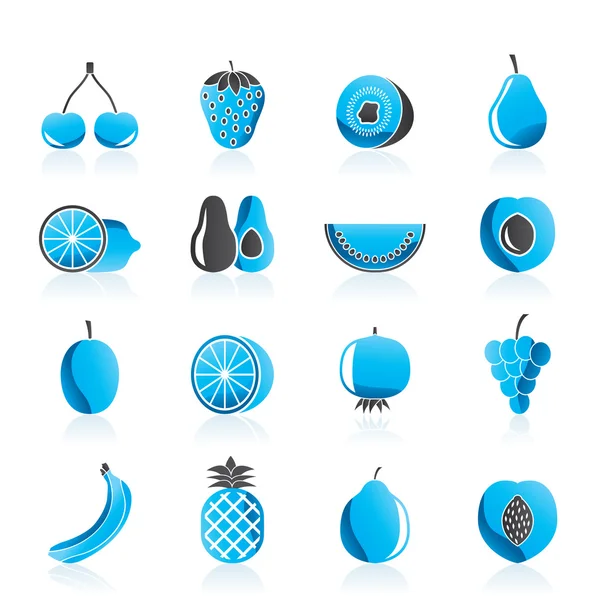 Diferentes tipos de frutas e ícones — Vetor de Stock