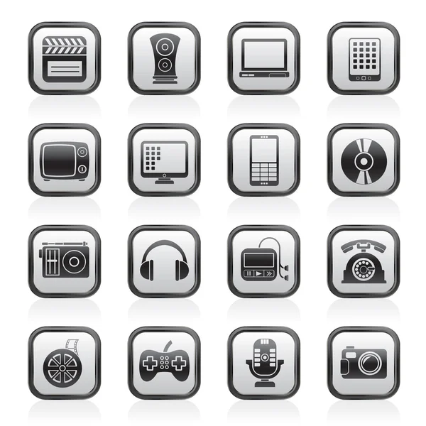 Iconos multimedia y tecnológicos — Vector de stock