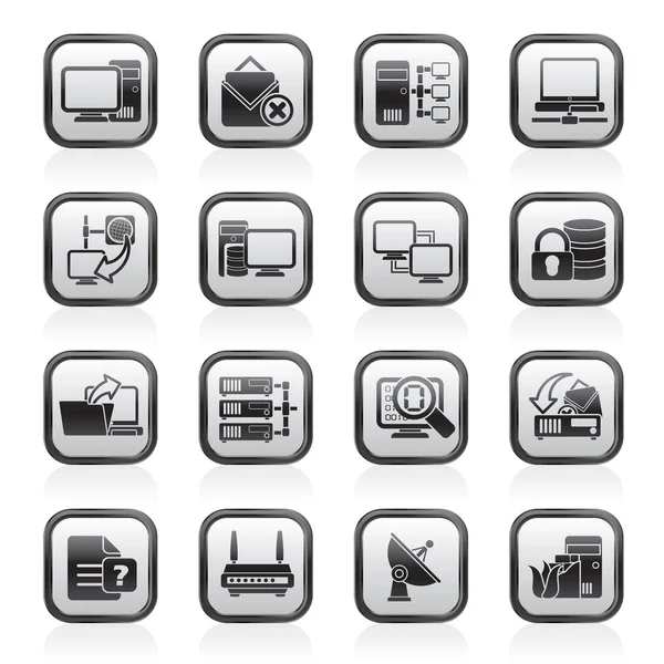 Red informática e iconos de Internet — Archivo Imágenes Vectoriales