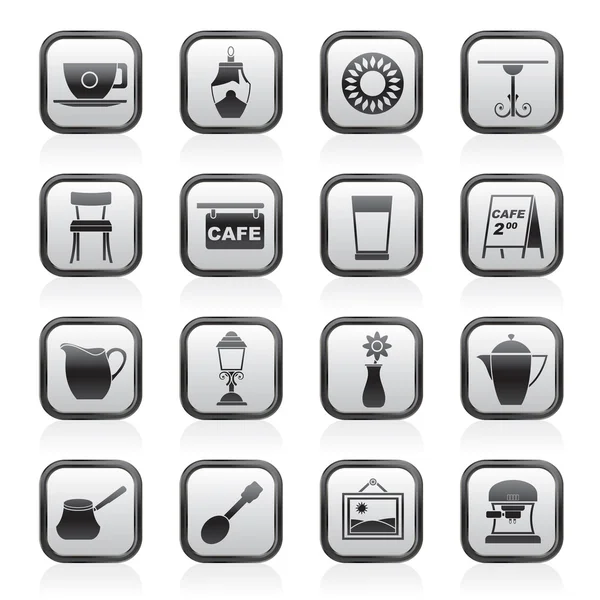 Cafe and coffeehouse icons — Wektor stockowy