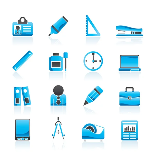 Icônes objets d'affaires et de bureau — Image vectorielle